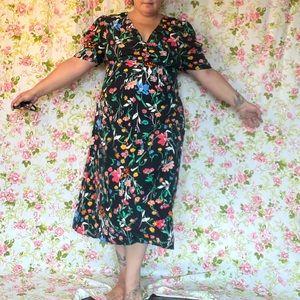 Target a new day black floral midi dress with short sleeves.